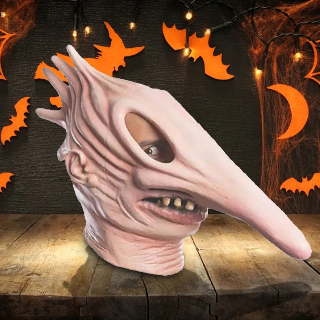 Horror Man-Mask With Long Nose Bird Beek Mask Halloween Funny Full Face Latex Mask Costume Cosplay Halloween Party Accessories