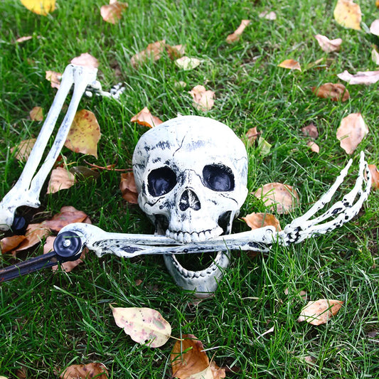 Buried Alive Skeleton Halloween Decoration Set – Creepy Skull & Hands Lawn Prop for Garden, Yard, Party & Haunted House Decor