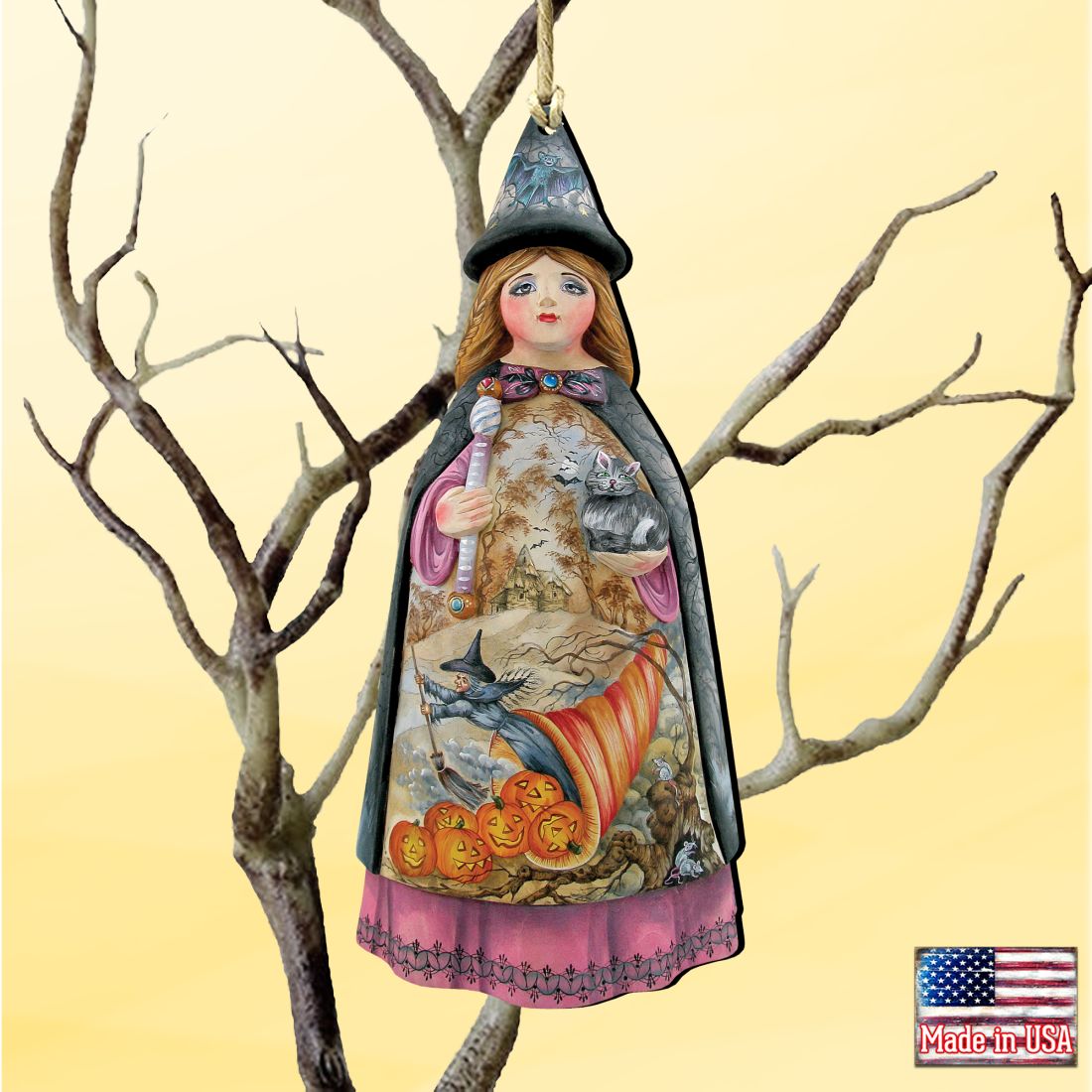 Halloween Witch Wooden Ornaments by G. DeBrekht - Thanksgiving Halloween Decor - 8114170