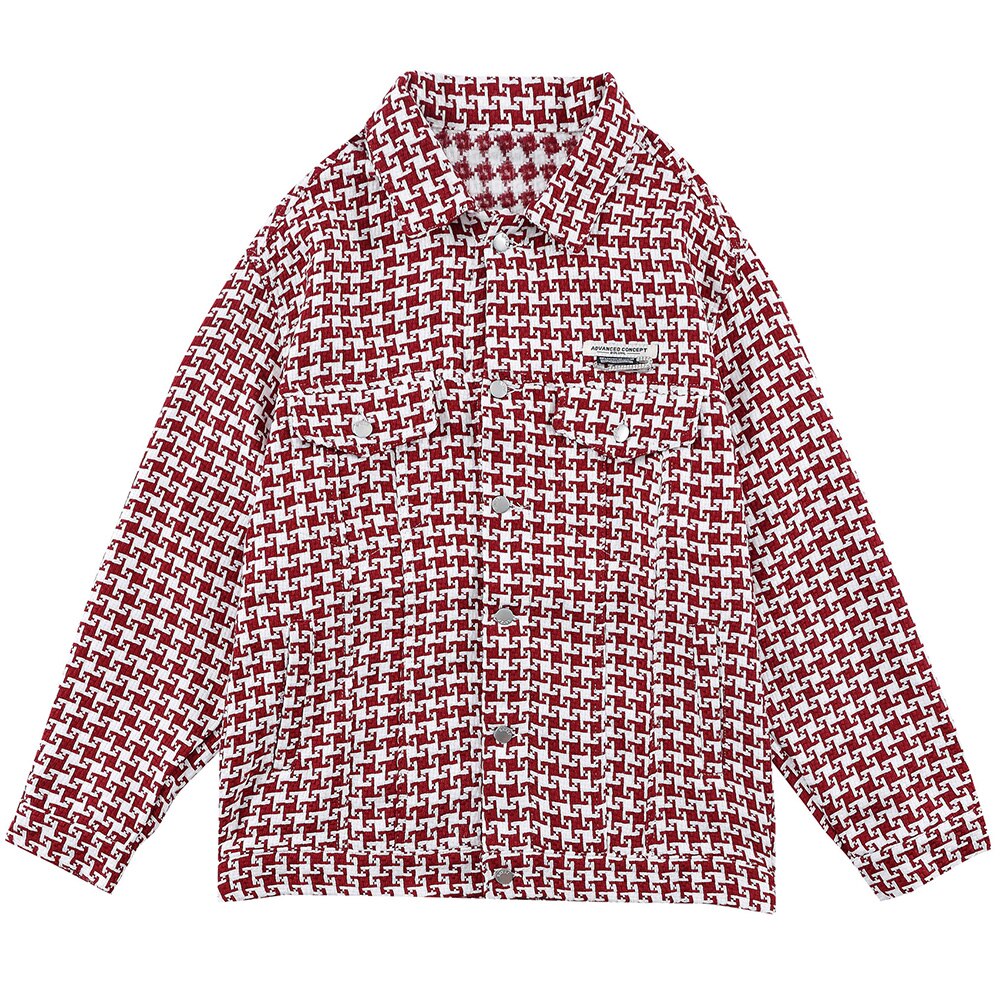 Jacket Men Classic knitted Plaid Turn-down Collar Jackets Coat Autumn Oversize Vintage Fashion All-match Outwear Unisex